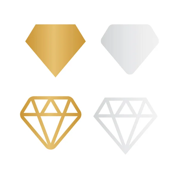 Conjunto Iconos Diamante Juego Letreros Diamantes Icono Vector Brillante — Vector de stock