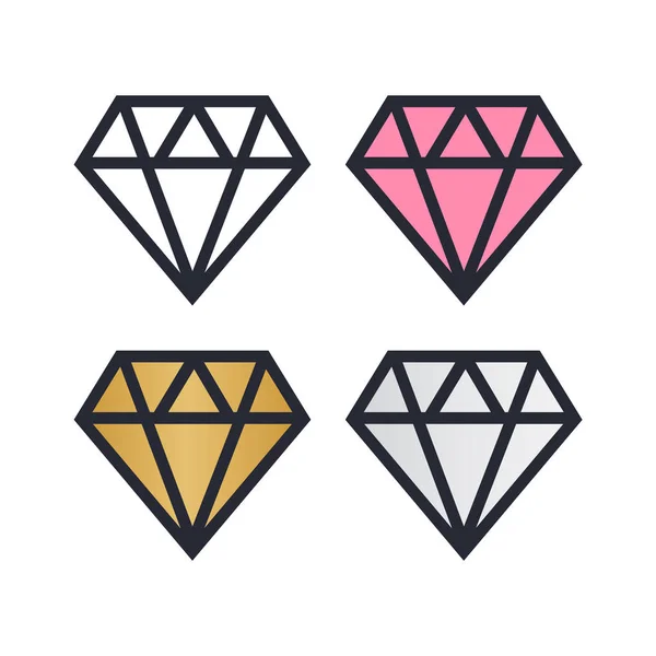 Conjunto Iconos Vectoriales Diamantes Icono Vector Brillante — Vector de stock