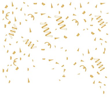 Altın konfeti kutlaması. Konfeti vektör arka plan. Şenlikli v