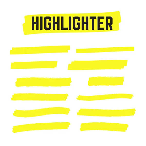 Gele markeerstift marker illustratie. Borstel pen onderstrepen. YEL — Stockvector