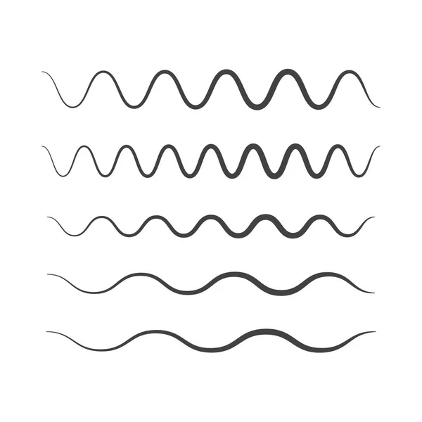 Icono del contorno de las olas. Ola delgada línea símbolo. conjunto de zigzag y wav — Archivo Imágenes Vectoriales