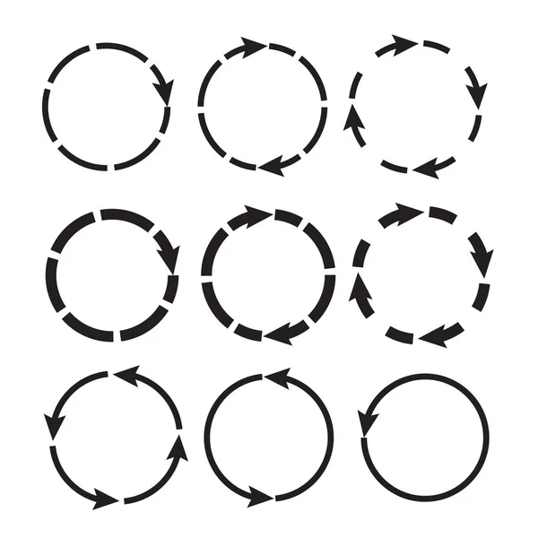 Satz Kreisvektorpfeile. Reload und Rotationsschleife Zeichen. — Stockvektor