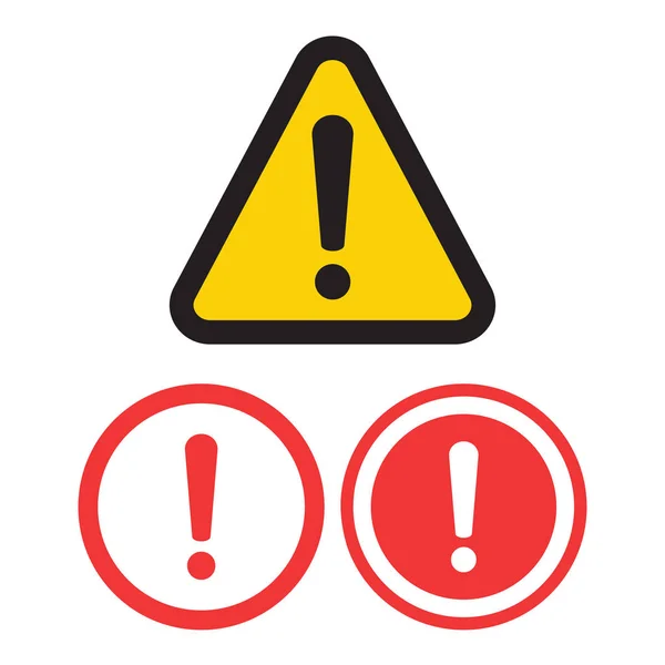 Aviso sinal de atenção. Design de sinais de perigo. ícone de erro de precaução —  Vetores de Stock