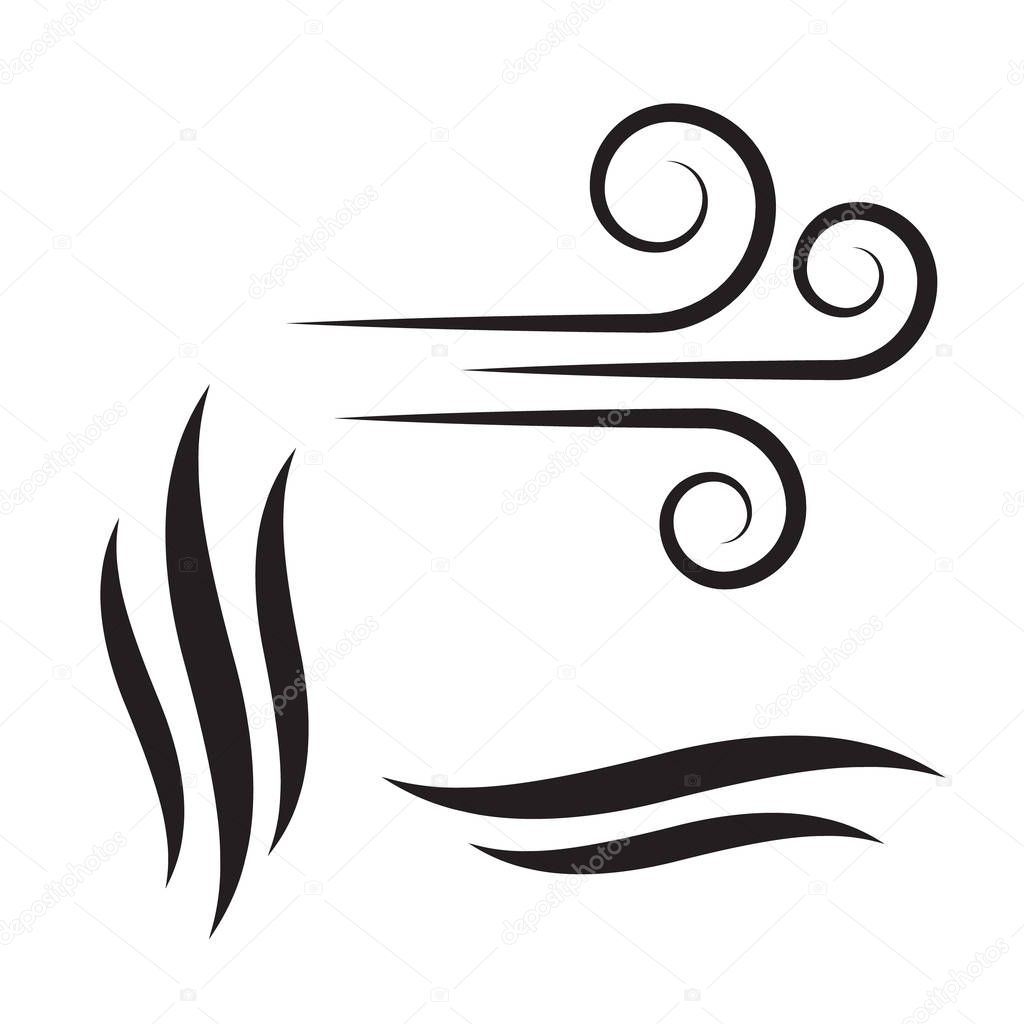 Simple flat wind pictogram. Cold weather symbol. Air icons vector set