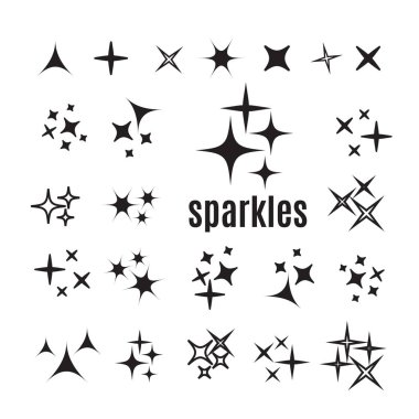 Sparkles icon set. Star element. Sparkle lights vector clipart