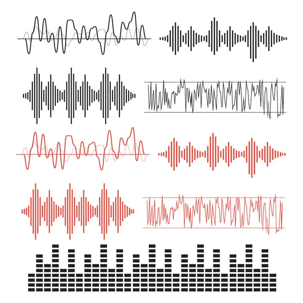 Concepto de ondas sonoras. Vector de ondas sonoras. Sonido ondas signo y sy — Archivo Imágenes Vectoriales