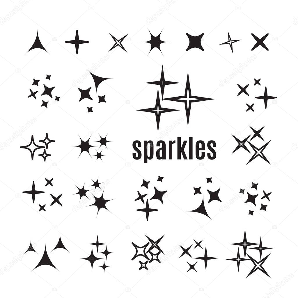 Sparkle lights stars set. Glowing light effect star. Sparkle lig