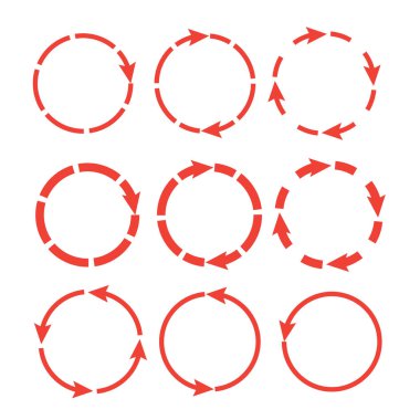 Çember vektör okları kümesi. Döngü işaretini yeniden yükle ve döndür.