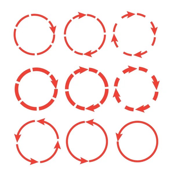 Conjunto de flechas vectoriales de círculo. Recarga y rotación signo de bucle. — Vector de stock