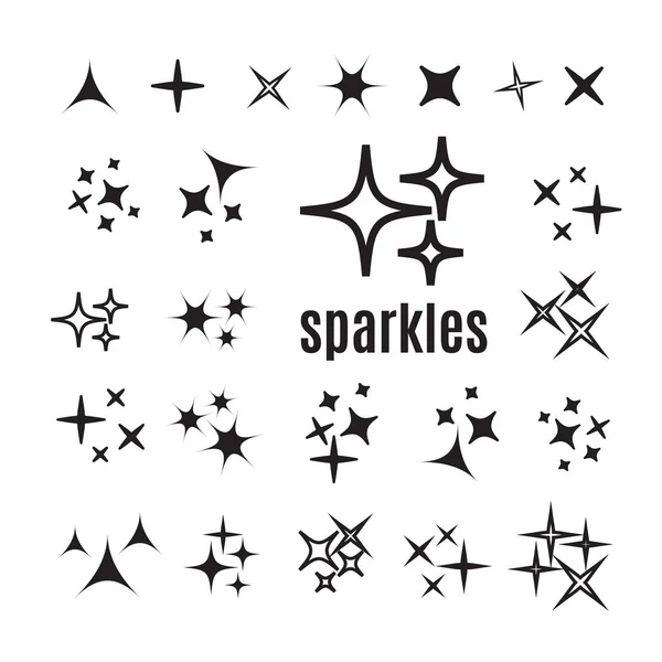 Icon明星。Sparkles收藏。火花矢量图标集 — 图库矢量图片
