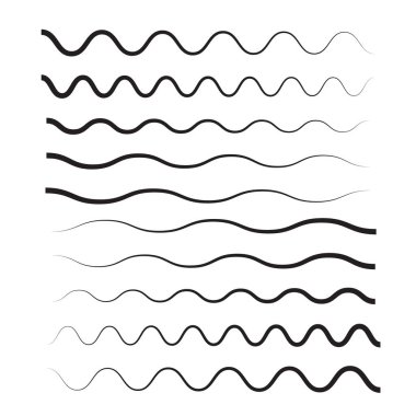 Dalgalar ana hatları simgesi. İnce çizgi sembolü salla. zigzag ve dalga kenarlıkları dizisi