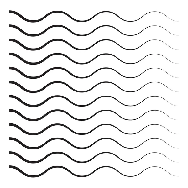 Vecteur de lignes ondulées noires. icône de contour des vagues. Onde mince ligne symbole — Image vectorielle