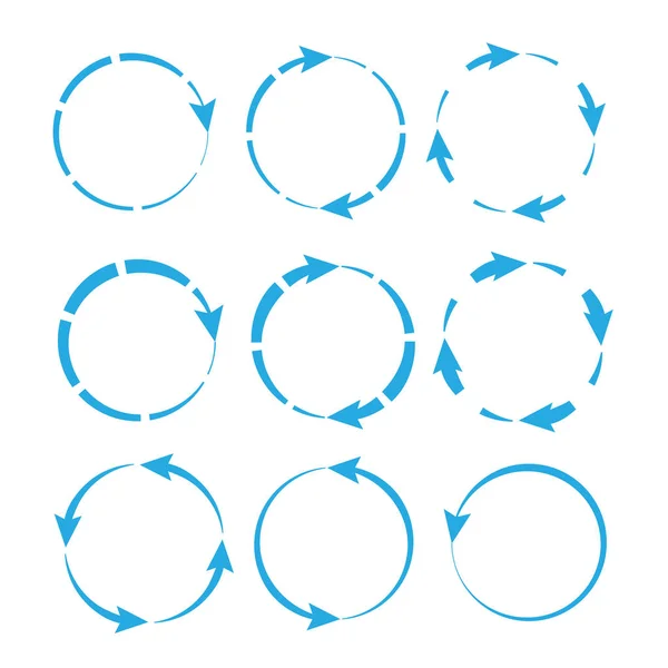 Conjunto de flechas vectoriales de círculo. Recarga y rotación signo de bucle. — Archivo Imágenes Vectoriales
