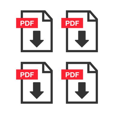 PDF Belge simgesi ayarlandı. Dosya Simgeleri. PDF dosya indirme simgesi