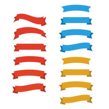 Parlak kırmızı kurdele vektörü. Sancak kurdele vektörü ayarlandı