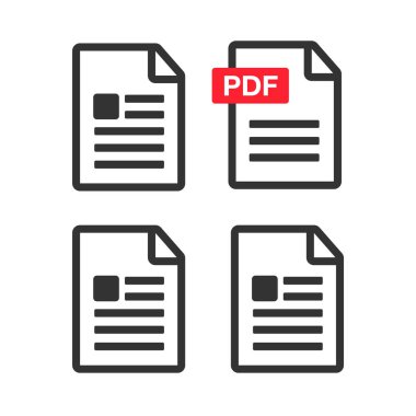 Pdf Dosya Simgeleri. Belge simgesi kümesi. Dosya Simgeleri satır stili illustr