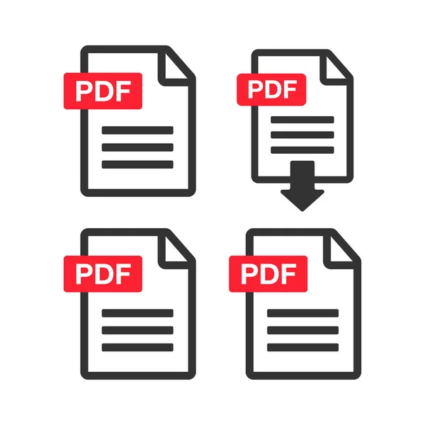 PDF-Icon-Papierdatei. Dateisymbole. Symbolset für Dokumente — Stockvektor