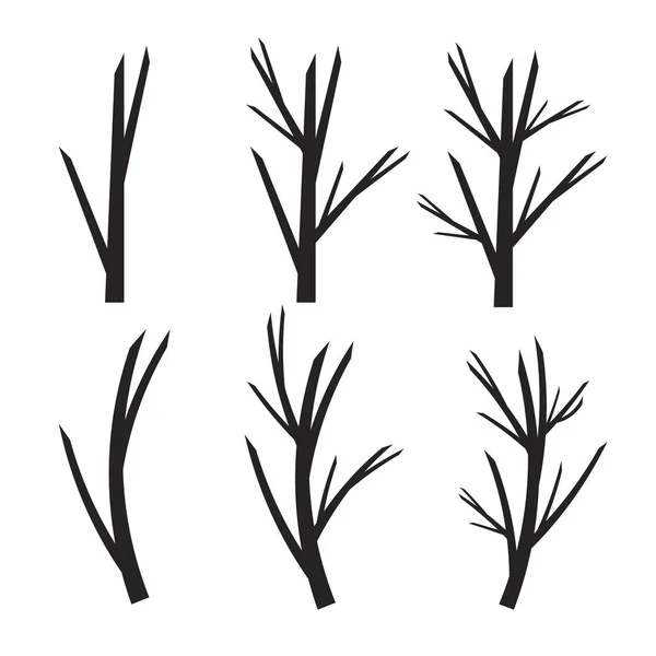 Sílhueta de ramos de árvore vetorial. Folhas, redemoinhos e elementos florais — Vetor de Stock