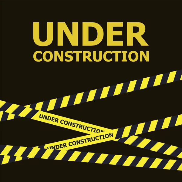 Under construction website page. Warning tape banner — Stock Vector