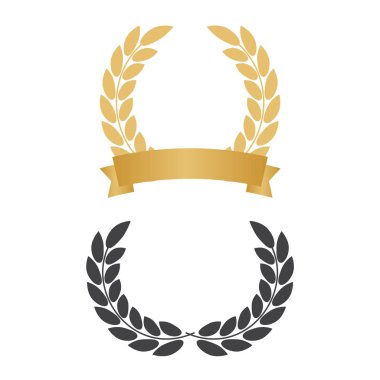 Vektör altın defne çelengi. Altın kurdeleli Laurel çelengi.