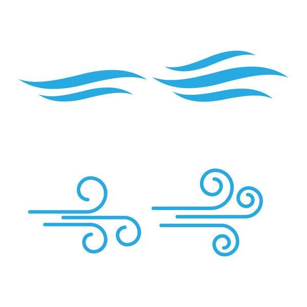 Wind icons nature and wave flowing. Air icons vector set