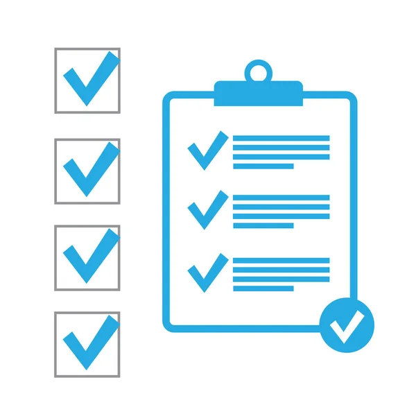 Check lijst en marker. Vink het symbool rechts aan — Stockvector