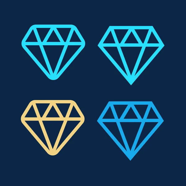 Diamantene Ikonen gesetzt. Diamantene Zeichen gesetzt. Brillantes Vektorsymbol — Stockvektor