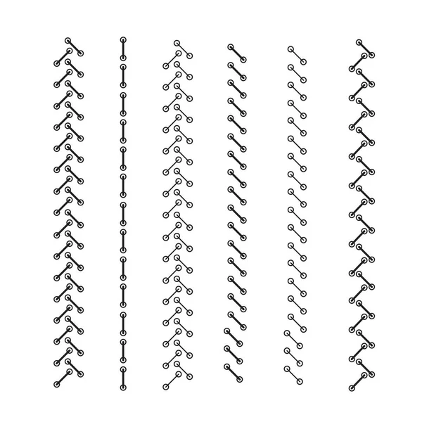 Patrón de bordado. Puntadas monocromáticas sobre fondo blanco. Costura máquina puntadas zig zag línea — Archivo Imágenes Vectoriales