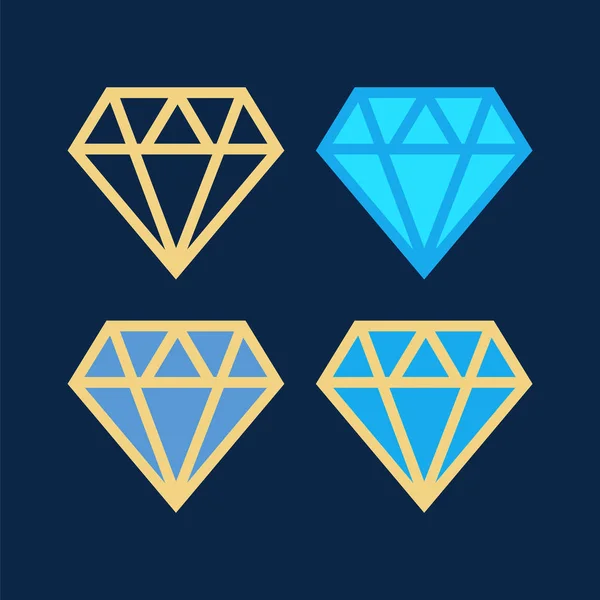 Diamant-Vektorsymbole gesetzt. Brillantes Vektorsymbol — Stockvektor