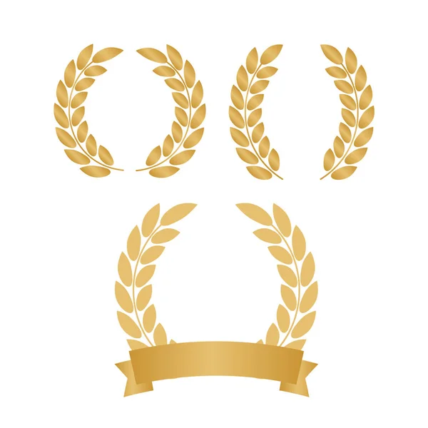 Set di ghirlande d'oro film silhouette premio. Alloro icona wreat — Vettoriale Stock