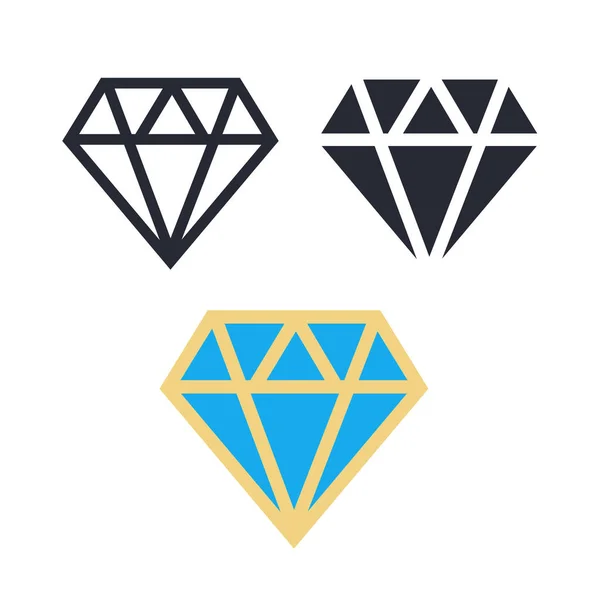 Conjunto de iconos de diamante. Icono de línea diamante. Señal vectorial contorno diamante — Vector de stock