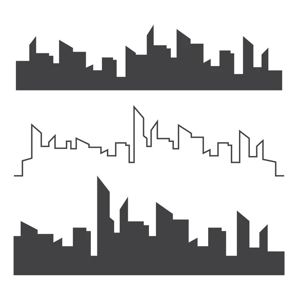 Silhouette des villes. Modèle de paysage urbain. Ligne mince Paysage urbain — Image vectorielle