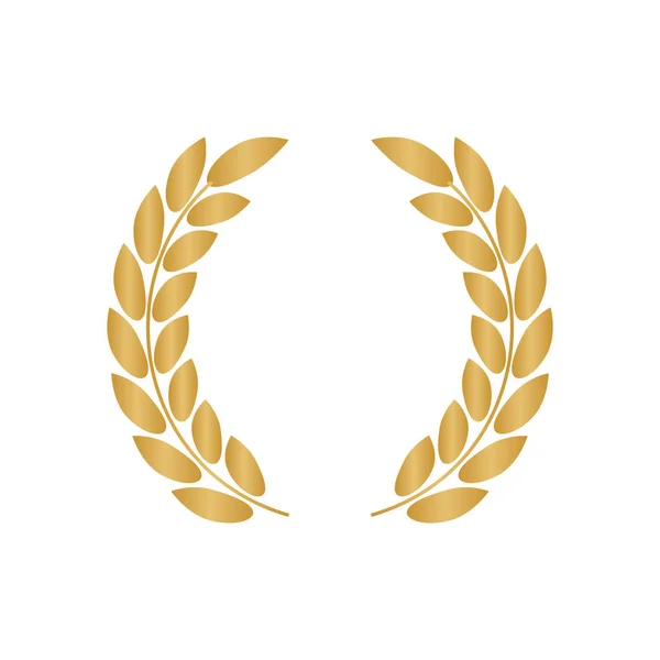 Corona de laurel de icono. Corona de laurel con cinta dorada — Vector de stock