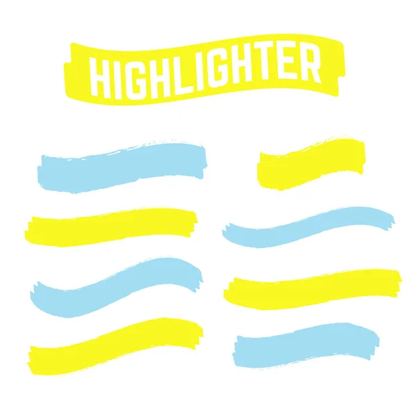 Gul Highlighter Marker Strokes. Gul akvarell handritad markering — Stock vektor