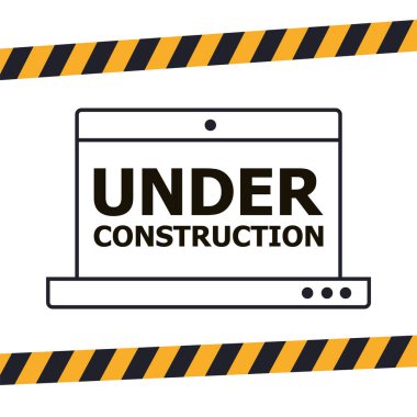 İnşaat sayfasının altındaki internet sitesi. Uyarı teyp pankartı