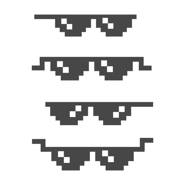 Gafas de sol pixeladas graciosas. 8bit estilo gafas de sol vector icono — Archivo Imágenes Vectoriales