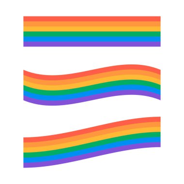 Gökkuşağı vektör elemanları. Renkli yarım daire eğrileri vektörü  