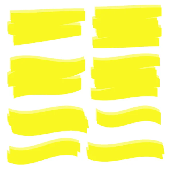 Sarı Kalem Vuruşları Sarı Suluboya Çizilmiş Vurgulama — Stok Vektör