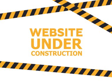 İnşaat sayfasının altındaki internet sitesi. Uyarı teyp pankartı