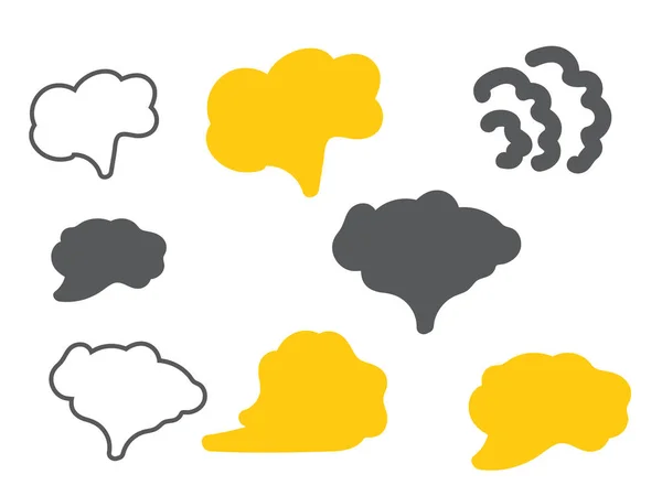 Nuvens de vapor silhueta. Fumo, nuvens e nevoeiro desenhados à mão —  Vetores de Stock