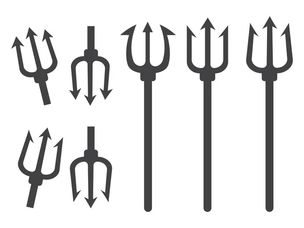 Ilustración del vector tridente. Pitchfork diablo conjunto. Tridente diablo — Vector de stock