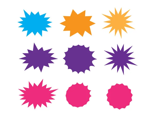 Icone isolate Starburst impostate. Esplosione starburst forme comiche . — Vettoriale Stock