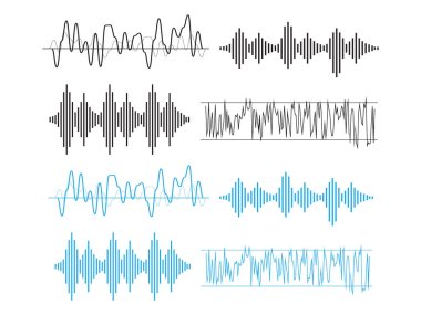 Ses dalgaları kavramı. Ses dalgaları vektör. Ses dalgaları işareti ve sy