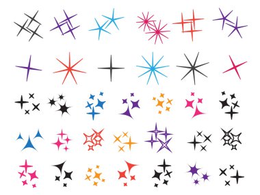 Parlak havai fişek, dekorasyon pırıltısı, parlak ışık. Parlayan ışık efekti yıldızı. Parıldayan ışıklar vektörü