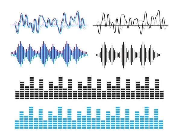 Vector de ondas sonoras. Signo de ondas sonoras y símbolo en estilo plano — Vector de stock