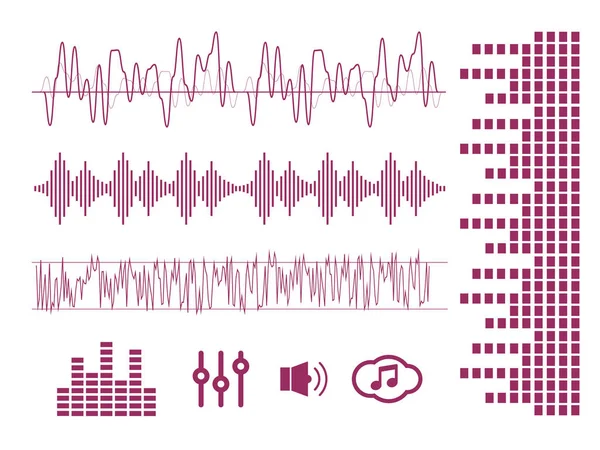 Vektorljud. Soundwave musikaliska ikoner. Radiovågsvektor — Stock vektor