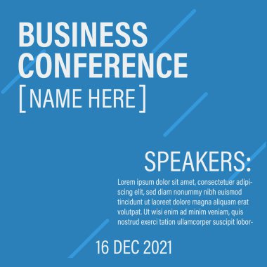 Business conference template invitation. Poster business confere clipart
