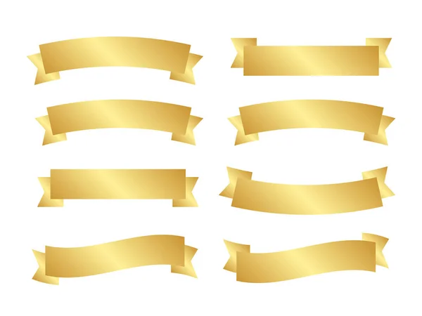 Gouden lint set. Gouden linten banner vector — Stockvector