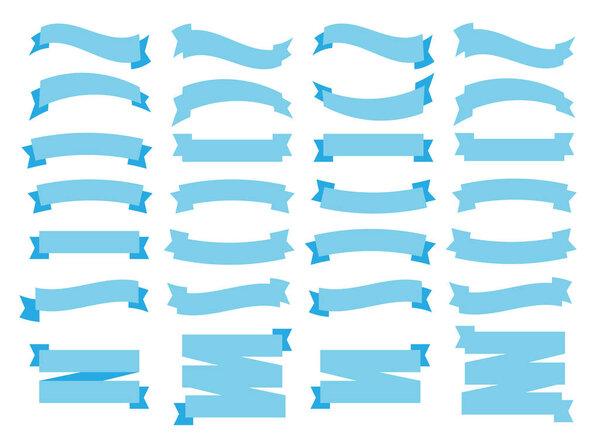 Плоские светло-голубые ленты. Винтажный вектор ленты
