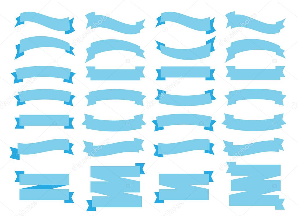 Flat light blue ribbons set. Ribbon vintage banner vector
